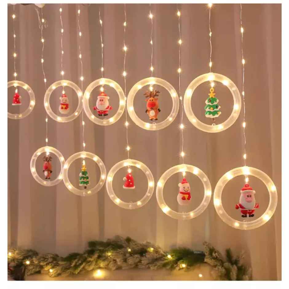 Quace Ring Santa Curtain Light